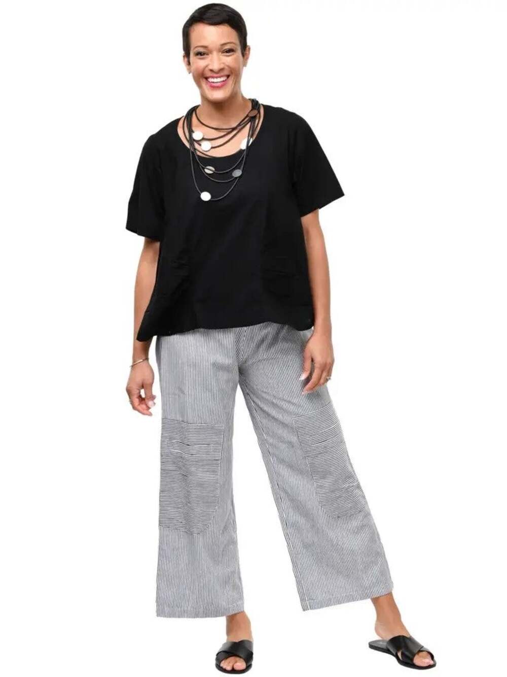 NWT Tulip Clothing Carmella Pullover Top Black Cotton Boxy Relaxed Fit Womens S